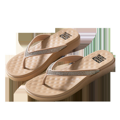 Ženske ležerne papuče između prstiju s ukrasnim kamenčićima