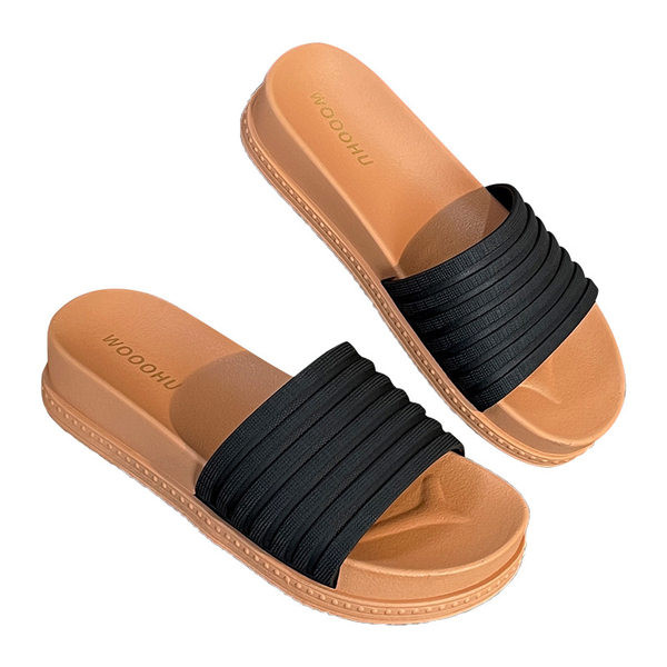 Ženske papuče s ravnim i tekstilnim potplatom