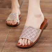 Uus mudel ökonahast dekoratiivkivide ja lameda tallaga naiste sussid