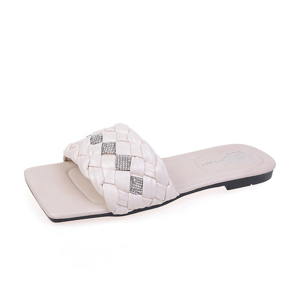 Ljetne papuče od umjetne kože s ravnim potplatom