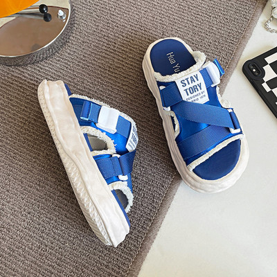 Ležerne ženske tekstilne papuče s ravnim potplatom