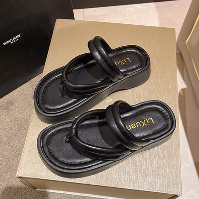 Ženske casual papuče od eko kože s platformom od 4 cm