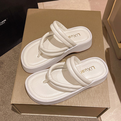 Ženske casual papuče od eko kože s platformom od 4 cm