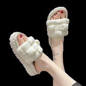 Ženske papuče s platformom i voluminoznim naramenicama