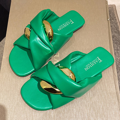 Μοντέρνες γυναικείες παντόφλες με δερμάτινα λουριά - πολλά χρώματα