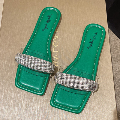 Ženske papuče sa silikonskim naramenicama i ukrasnim kamenčićima