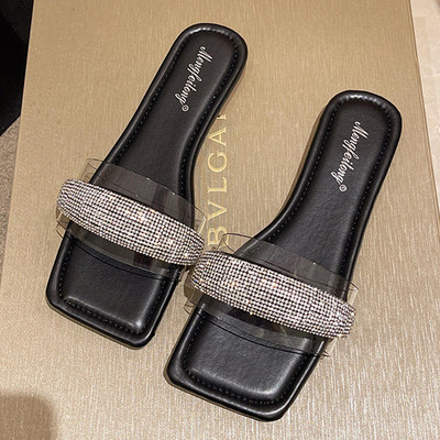 Ženske papuče sa silikonskim naramenicama i ukrasnim kamenčićima