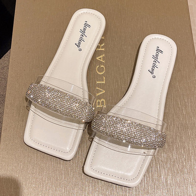 Ženske papuče sa silikonskim naramenicama i ukrasnim kamenčićima