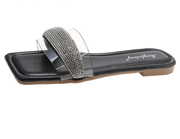 Ženske papuče sa silikonskim naramenicama i ukrasnim kamenčićima