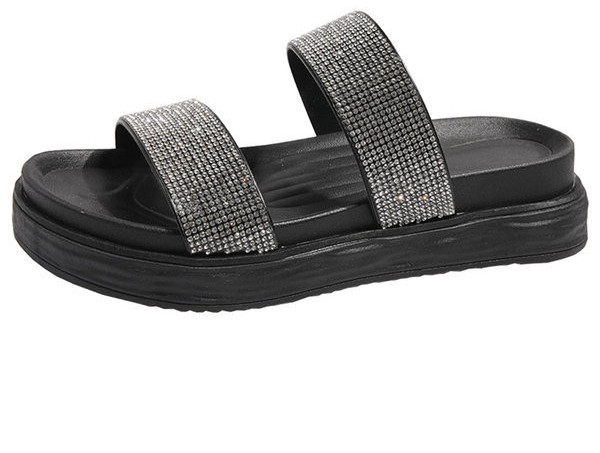 Naiste kõrge talla ja dekoratiivkividega sussid