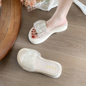 Γυναικείες διχτυωτές παντόφλες με ψηλή πλατφόρμα 4,5 cm