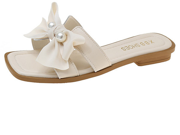 Ženske papuče s trakom i perlicama