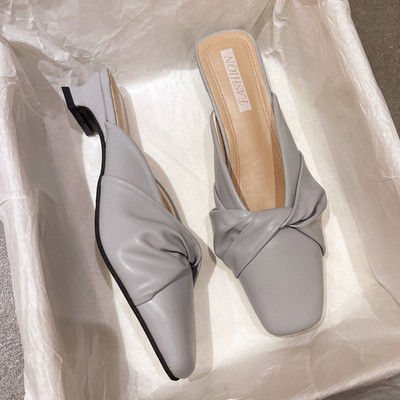 Ženske kožne papuče sa petom 4 cm