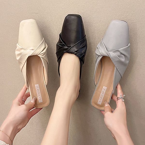 Ženske kožne papuče sa petom 4 cm