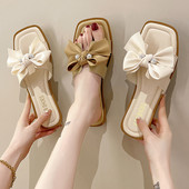 Ежедневни дамски чехли с панделка -два цвята