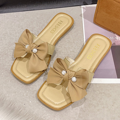 Ежедневни дамски чехли с панделка -два цвята