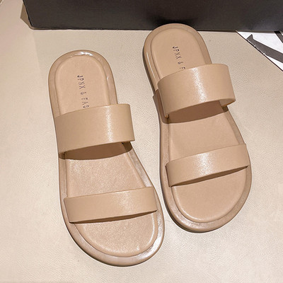 Изчистен модел дамски чехли с равна подметка