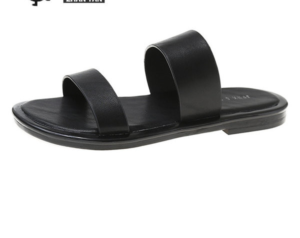 Изчистен модел дамски чехли с равна  подметка