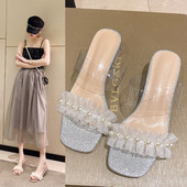 Uus mudel pärlite ja tülliga naiste sussid