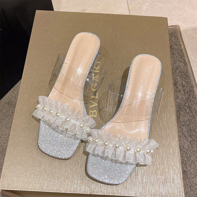 Uus mudel pärlite ja tülliga naiste sussid