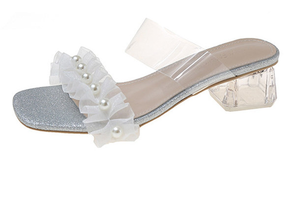 Uus mudel pärlite ja tülliga naiste sussid