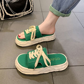 Ženske platform papuče od umjetne kože sa vezicama