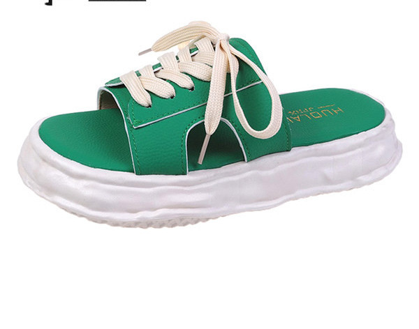 Ženske platform papuče od umjetne kože sa vezicama