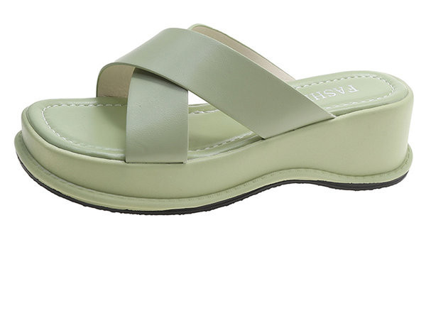 Ženske kožne papuče s visokim potplatom 5 cm