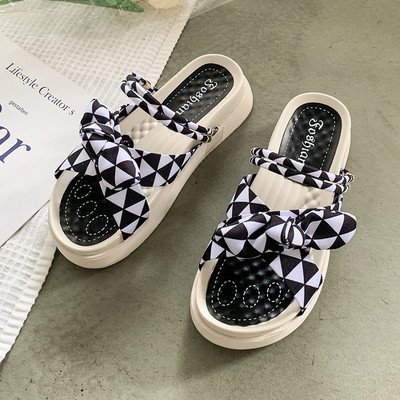 Elegantne ženske papuče s trakom i visokim potplatom 4,5 cm