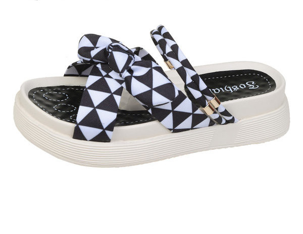 Elegantne ženske papuče s trakom i visokim potplatom 4,5 cm