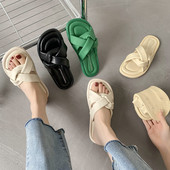 Кожени чехли с равна подметка в четири цвята