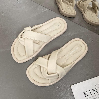 Кожени чехли с равна подметка в четири цвята