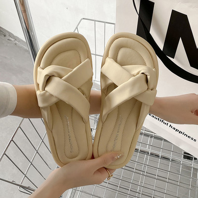 Кожени чехли с равна подметка в четири цвята