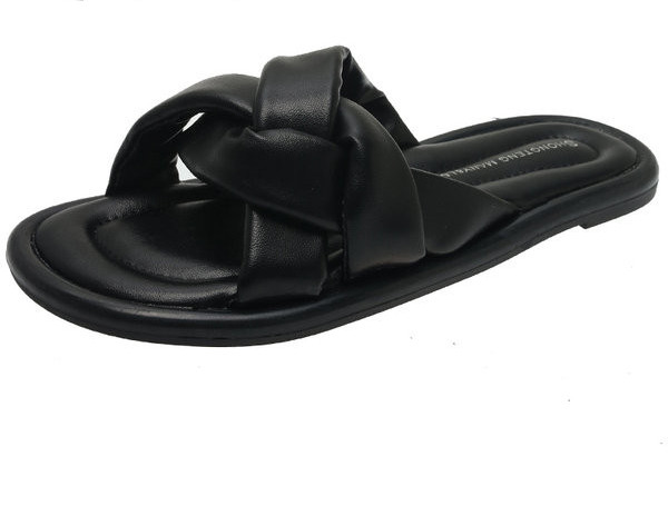 Кожени чехли с равна подметка в четири цвята