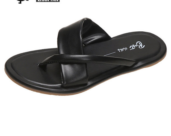 Γυναικείες παντόφλες ανάμεσα στα δάχτυλα με επίπεδη σόλα σε δύο χρώματα