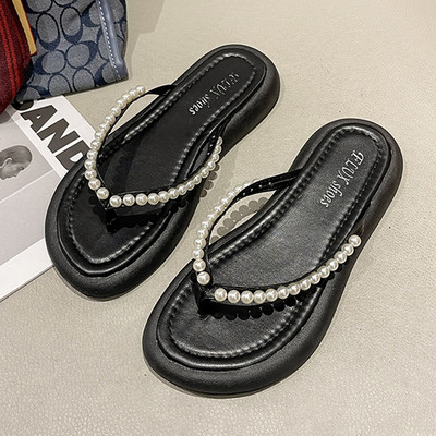 Moteriškos laisvalaikio šlepetės su perlais