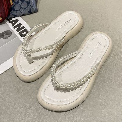 Moteriškos laisvalaikio šlepetės su perlais