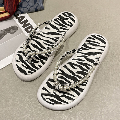 Moteriškos laisvalaikio šlepetės su perlais