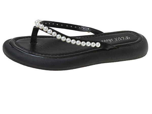 Moteriškos laisvalaikio šlepetės su perlais