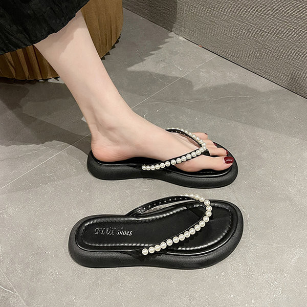 Moteriškos laisvalaikio šlepetės su perlais