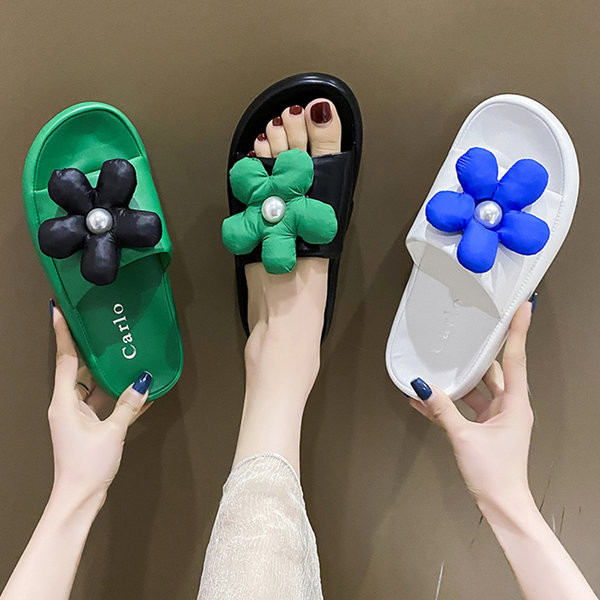 Ženske casual papuče s 3D dekoracijom i ravnim potplatom