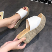 Έκο δερμάτινες παντόφλες με ψηλή πλατφόρμα 7 cm για γυναίκες