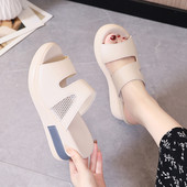 Дамски мрежести чехли с висока платформа 7см