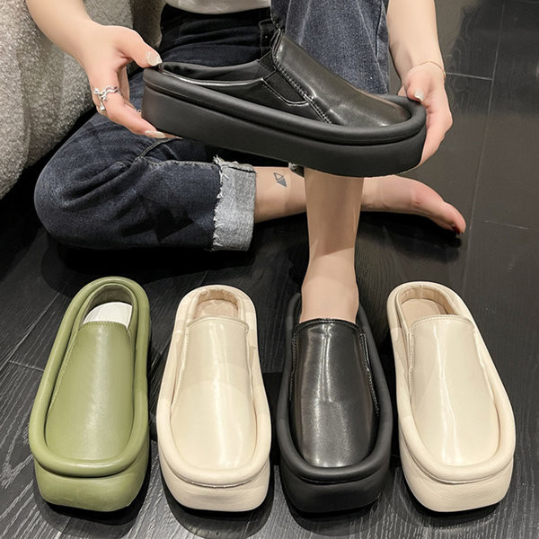 Kožne zatvorene papuče s ravnim potplatom