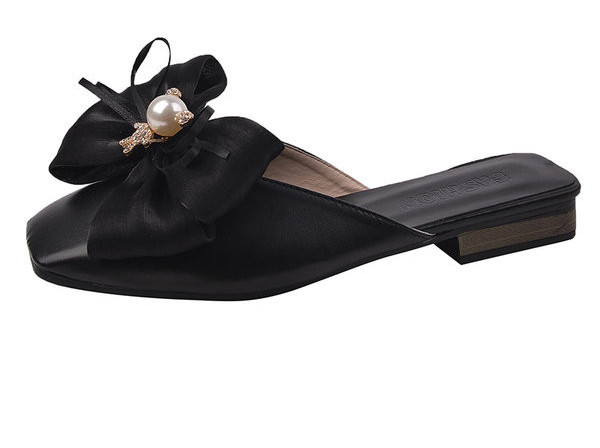 Γυναικείες παντόφλες στρογγυλεμένο σχέδιο με υφασμάτινη κορδέλα