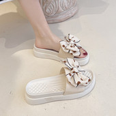 Нов модел летни чехли на платформа с текстилна панделка