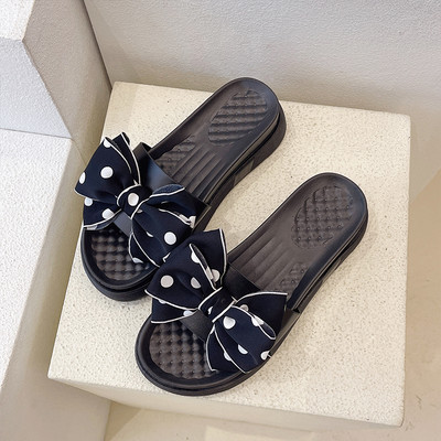 Нов модел летни чехли на платформа с текстилна панделка