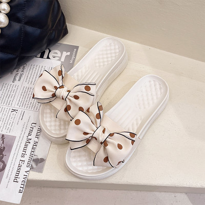 Нов модел летни чехли на платформа с текстилна панделка