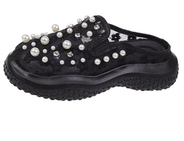 Νέο μοντέλο γυναικείες κλειστές παντόφλες με πέρλες και πέτρες