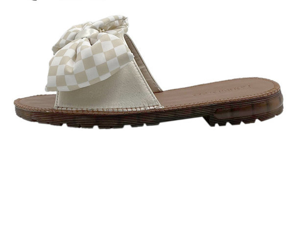 Ženske papuče s ravnim potplatom, trakom i metalnim lancem